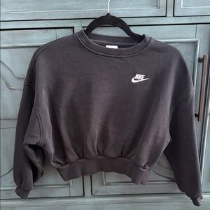 Nike Girls Black Crop Sweatshirt